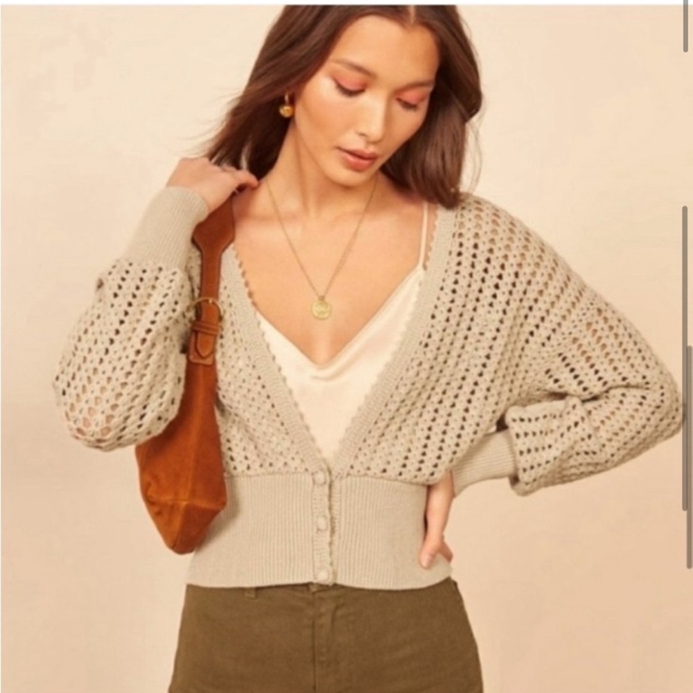 Reformation beige Crochet Sweater, size Small